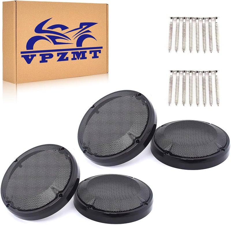 VPZMT 6.5 Inch Speaker Grill Cover for Saddlebag/Lids Lower Leg Vented Fairing for Harley Touring/Street Glide/Electra Glide/Road Glide/Road King/Ultra Limited 1983-2023 Models (Black), 4 PCS - Image 1